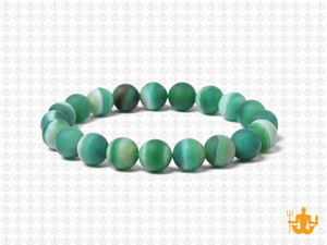 8mm Matte Green Banded Agate Elastic Bracelet 7.5" dyed [b3f23m]