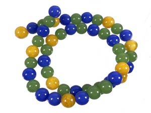 10mm Yellow Chalcedony, Perodot Quartz & Sky Quartz Round Beads 15.5" synthetic [10x35]