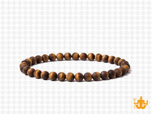 4mm Matte Yellow Tiger Eye Elastic Bracelet 7.5" dyed [b1g3ym]