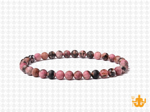 4mm Matte Rhodonite with Matrix Elastic Bracelet 7.5" natural [b1r14m]