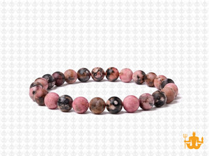 6mm Matte Rhodonite with Matrix Elastic Bracelet 7.5" natural [b2r14m]