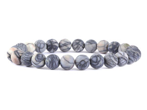 4mm Matte Picasso Agate Elastic Bracelet 7.5" natural [b1r43m]