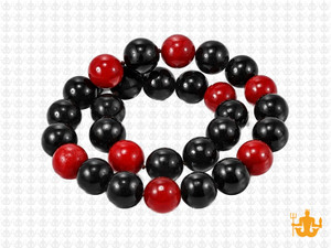 10mm Red Jade & Obsidian Round Beads 15.5" dyed [10x49]
