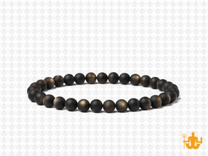 4mm Matte Golden Sheen Obsidian Elastic Bracelet 7.5" natural [b1r70m]