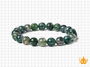 8mm Moss Agate Elastic Bracelet 7.5" natural [b3d3]