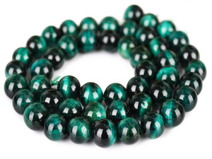 10mm Aqua Tiger Eye Round Beads 15.5" dyed [10g3q]