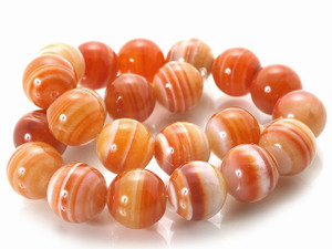 12mm Red Banded Agate Round Beads 15.5" heated [12f20]