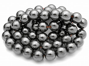 8mm Hematite Magnetic Round Beads 15.5" synthetic [8a21c]