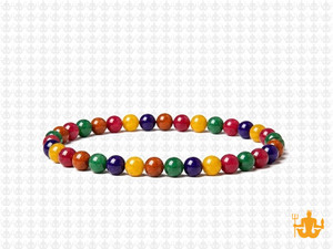 4mm Mix Agate & Jade Elastic Bracelet 7.5" dyed [b1s16]