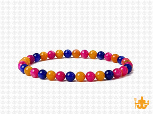 4mm Mix Agate & Jade Elastic Bracelet 7.5" dyed [b1s18]