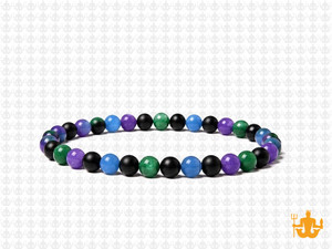 4mm Matte Onyx + Mix Jade Elastic Bracelet 7.5" dyed [b1s29]