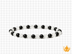 4mm Matte Onyx & Crystal Elastic Bracelet 7.5" dyed [b1s33]