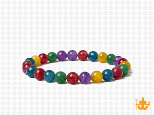 6mm Mix Agate & Jade Elastic Bracelet 7.5" dyed [b2s15]