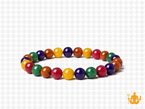 6mm Mix Agate & Jade Elastic Bracelet 7.5" dyed [b2s16]