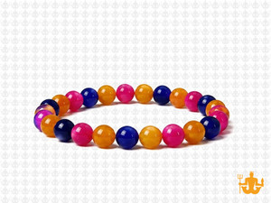 6mm Mix Agate & Jade Elastic Bracelet 7.5" dyed [b2s18]