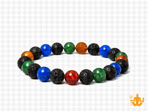 6mm Mix Agate + Matte Onyx Elastic Bracelet 7.5" dyed [b2s23]