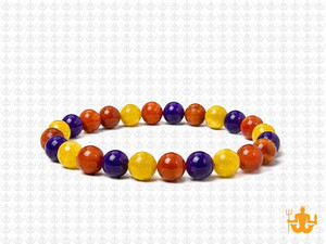 6mm Mix Agate & Jade Elastic Bracelet 7.5" dyed [b2s4]