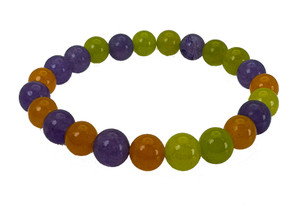 6mm Mix Jade Elastic Bracelet 7.5" dyed [b2s7]