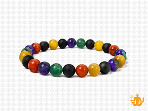 8mm Mix Agate & Jade Elastic Bracelet 7.5" dyed [b3s12]