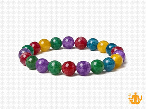 8mm Mix Agate & Jade Elastic Bracelet 7.5" dyed [b3s15]