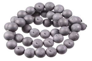 12mm Silver Druzy Agate Round Beads 15.5" coated [12a30s]