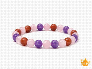 8mm Mix Agate & Jade Elastic Bracelet 7.5" dyed [b3s26]