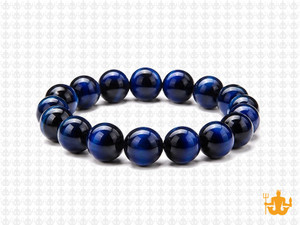 10mm Blue Tiger Eye Elastic Bracelet 7.5" dyed [b4g3l]