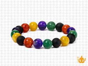 10mm Mix Agate & Jade Elastic Bracelet 7.5" dyed [b4s12]
