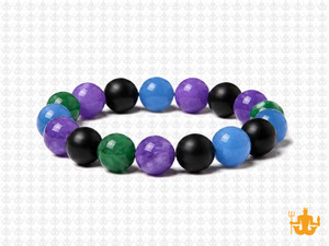 10mm Matte Onyx + Mix Jade Elastic Bracelet 7.5" dyed [b4s29]