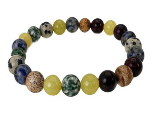 10mm Mix Gemstones Elastic Bracelet 7.5" [b4s37]