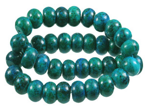 14mm Azurite Chrysocolla Rondelle Beads 15.5" dyed [wa160]
