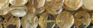 15mm Rulite Quartz synthetic Puff Coin Beads 15.5" [v0734]