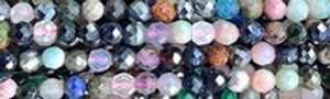 8mm Mix Gemstone Faceted Round Beads 15.5" [v1431]