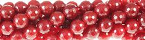 8mm Ruby Jade dyed Faceted Round Beads 15.5" [v1464]