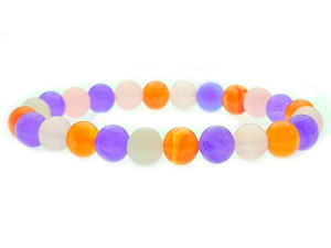 4mm Carnelian, Rose Quartz  & Jade Bracelet 7.5" [b1x71]