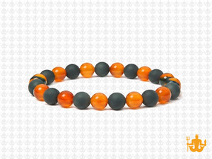 6mm Carnelian & Matte Onyx Bracelet 7.5" [b2x57]