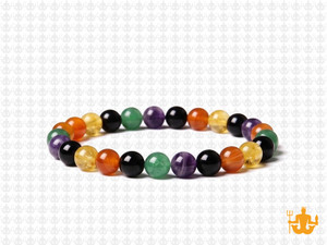 6mm Carnelian, Onyx  & Jade Bracelet 7.5" [b2x72]