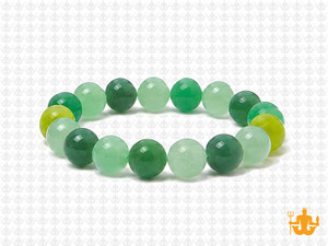 10mm Aventurine & Olivine Jade Bracelet 7.5" [b4x58]