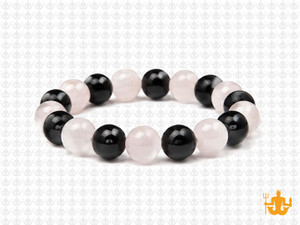 10mm Matte Onyx & White Jade Bracelet 7.5" [b4x81]