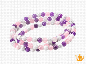 4mm Amethyst, howlite, Rose Quartz Round Beads 15.5", Natural [4x91]