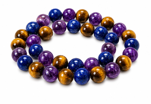 10mm Amethyst, Lapis, Tiger Eye Round Beads 15.5", Natural [10x92]