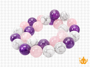 12mm Amethyst, howlite, Rose Quartz Round Beads 15.5", Natural [12x91]