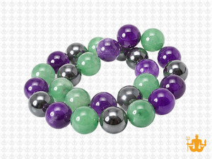 12mm Amethyst, Aventurine, Hematite Round Beads 15.5", Natural [12x93]