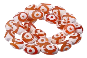 12mm Tibetan Dzi  Agate Oval Beads 15.5" natural  [12m73]