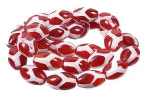 12mm Tibetan Dzi  Agate Oval Beads 15.5" natural  [12m75]