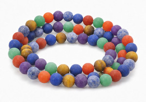 6mm Matte 7 Chakra Round Beads 15.5", Natural [6m56m]