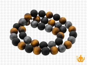 8mm Matte Tiger Eye, Onyx, Hematite Round Beads 15.5", Natural [8x90m]