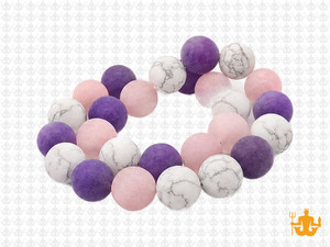 12mm Matte Amethyst, howlite, Rose Quartz Round Beads 15.5", Natural [12x91m]