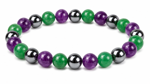 6mm Amethyst, Aventurine, Hematite Bracelet 7.5", Natural [b2x93]