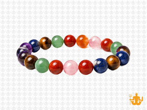 8mm 7 Chakra Bracelet 7.5", Natural [b3m54]